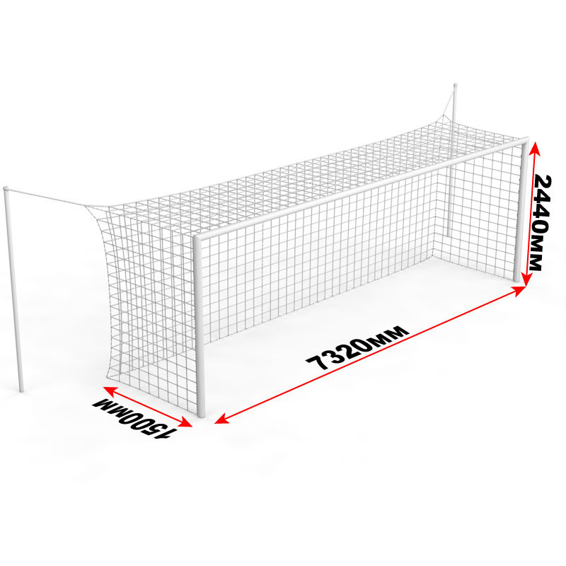Ворота футбольные стационарные со стойками натяжения для сетки (7,32х2,44 м)